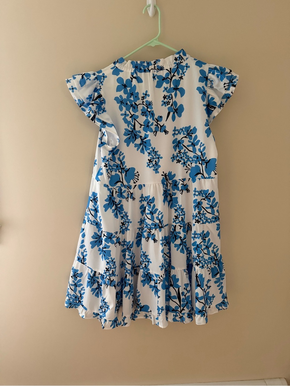 Sail to Sable White Dress with Blue Vines Print